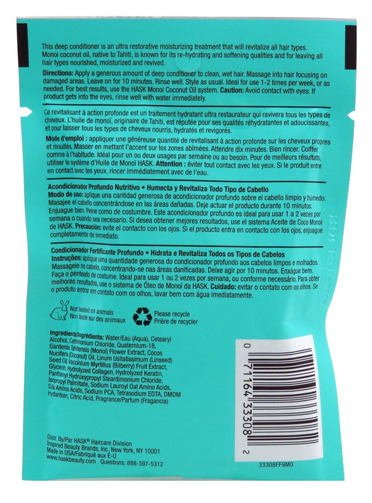 Hask Pks Monoi Coconut Oil Deep Conditioner 12 Pieces Disply
