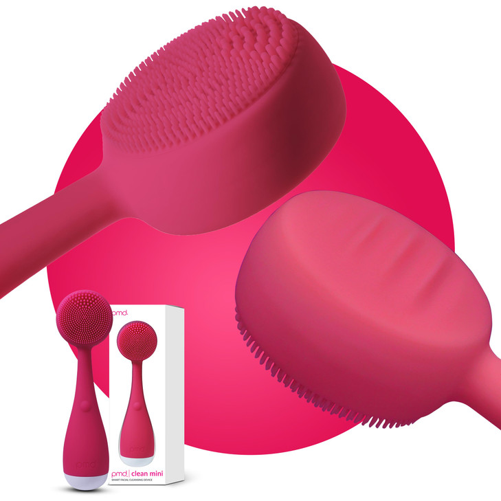 PMD Clean Mini Smart Facial Cleansing Device with Silicone Brush AntiAging Massager Waterproof SonicGlow Vibration Techn