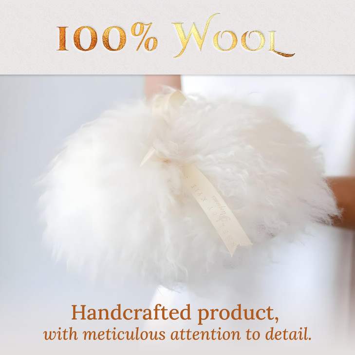 Shelley Kyle Classic Powder Puff Handmade Lambs Wool Dusting Powder Puff 1 Count
