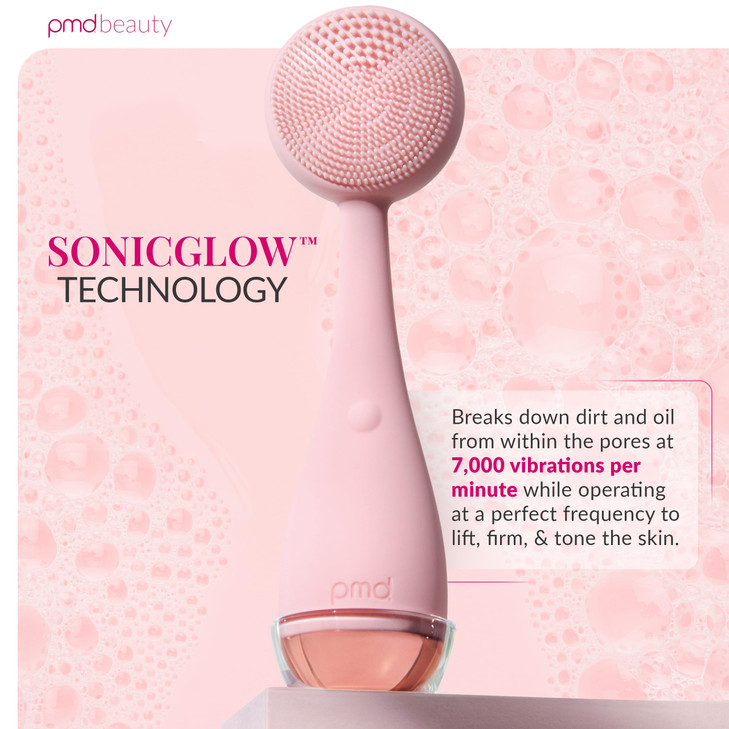 PMD Beauty Electric Facial Cleansing Brush Smart Facial Device with Silicone Brush AntiAging Massager Blush