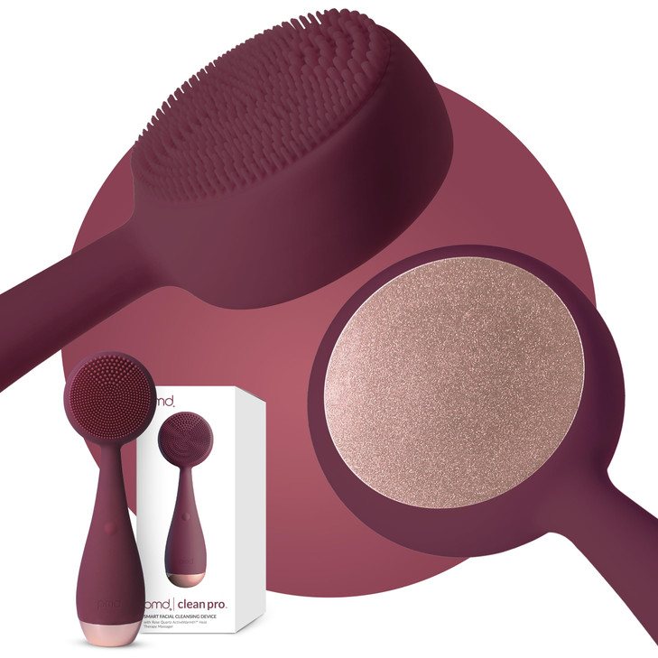 PMD Clean Pro Smart Facial Cleansing Device with Silicone Brush ActiveWarmth AntiAging Massager Waterproof SonicGlow Vib
