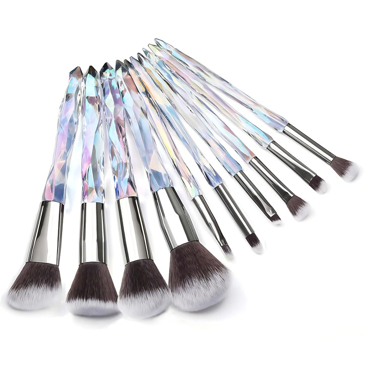 Kingtree Makeup Brushes Set 10PCS Crystal Makeup Brushes Premium Synthetic Powder Foundation Concealer Eye Shadow Brush