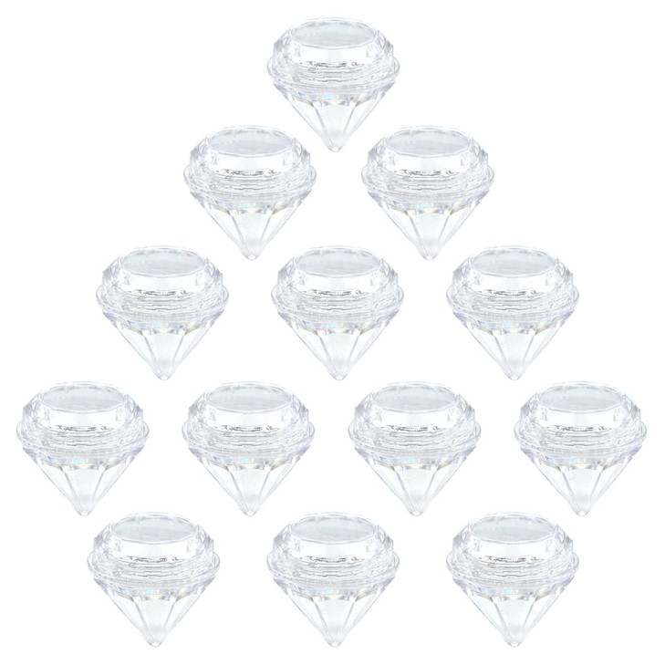 Ewanda store 25Pcs 5Gram Empty Diamond Shape Plastic Clear Cosmetic Refillable Pot Jars Bottles Make up Cosmetic Contain