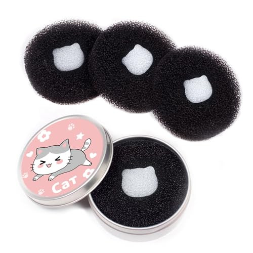 Makeup Brush Cleaner 4 Pack Color Removal Sponge Brush Cleaner with One Silver Tin and Lid Stipple Sponge for Quick Colo