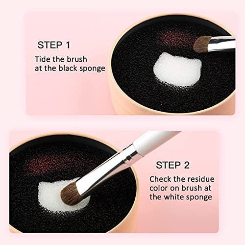 Makeup Brush Cleaner 4 Pack Color Removal Sponge Brush Cleaner with One Silver Tin and Lid Stipple Sponge for Quick Colo