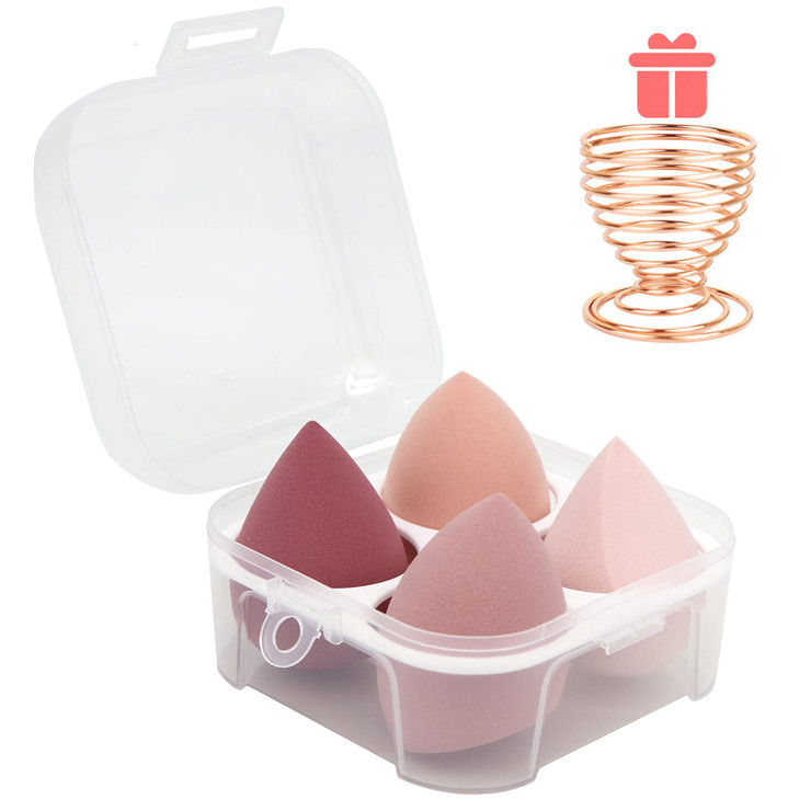 Makeup Sponges Set Beauty sponges Blending Blenders with 1 Holder and Egg Case Flawless for Cream Powder and Liquid Pink