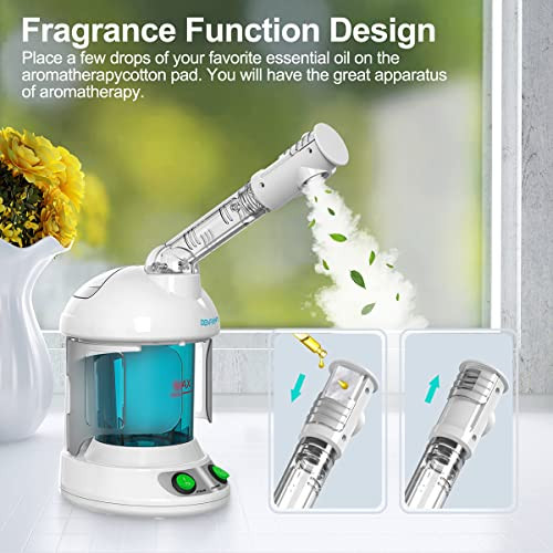 Facial Steamer DENFANY Nano Ionic Face Steamer with Extendable 360 Rotating Arm Portable Facial Steamer for Personal Car