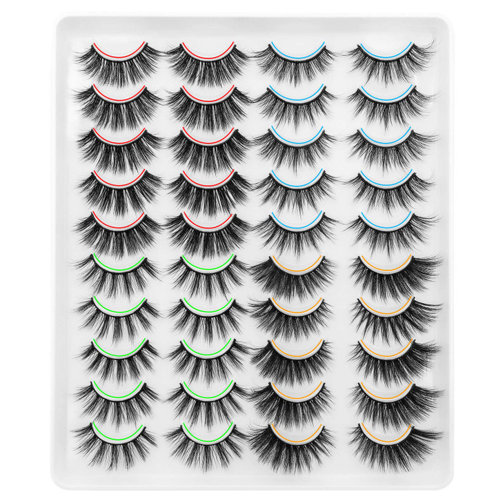 DYSILK Lashes Fake Eyelashes Mink Lashes 20 Pairs Faux Mink Lashes 6D 4 Styles Mixed Wispy Fluffy Lashes Natural Look Fa