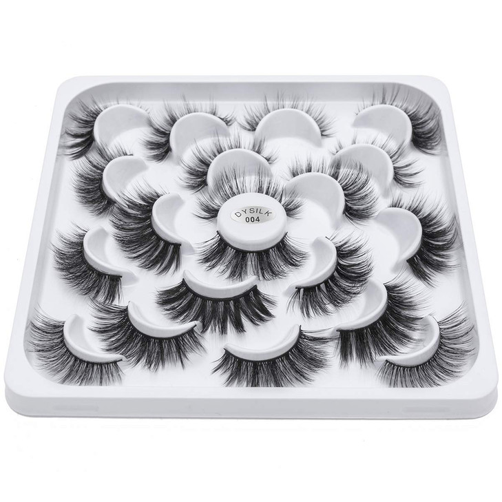 DYSILK Mink Lashes Fake Eyelashes Mink Eyelashes Fluffy 10 Styles Mixed Pairs 6D Faux Lashes Pack Lashes Natural Look Wi