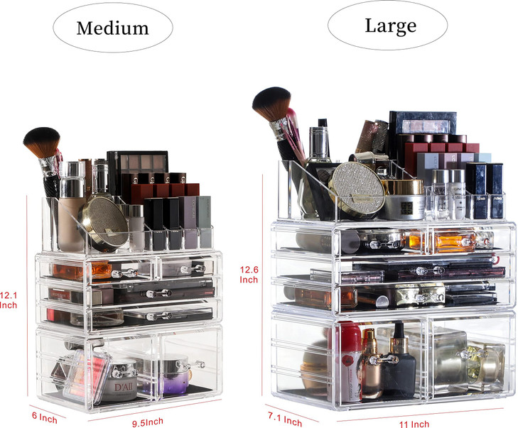 Cq acrylic 3 Pack Clear Makeup Storage OrganizerStackable 6 Drawers Make Up OrganizersCute Desk Organizer for Vanity Jew