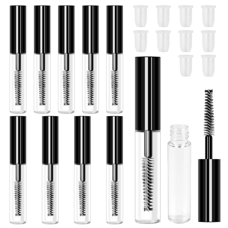 Adecco LLC AHIER 10 pcs 4ML Reusable Empty Bottle Tube Container for Eyelash Growth OilMascara with Brush for Home and T