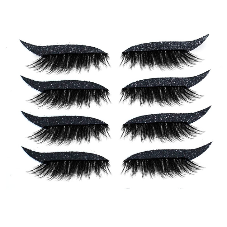 Aaiffey Reusable Eyelash Stickers Black 4 Pairs Easy Quick Application Waterproof LongLasting Natural Lightweight