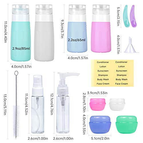 Benbilry 16 Pack Travel Bottles Set for Toiletries TSA Approved Travel Size Leak Proof Containers Silicone Squeezable Sh