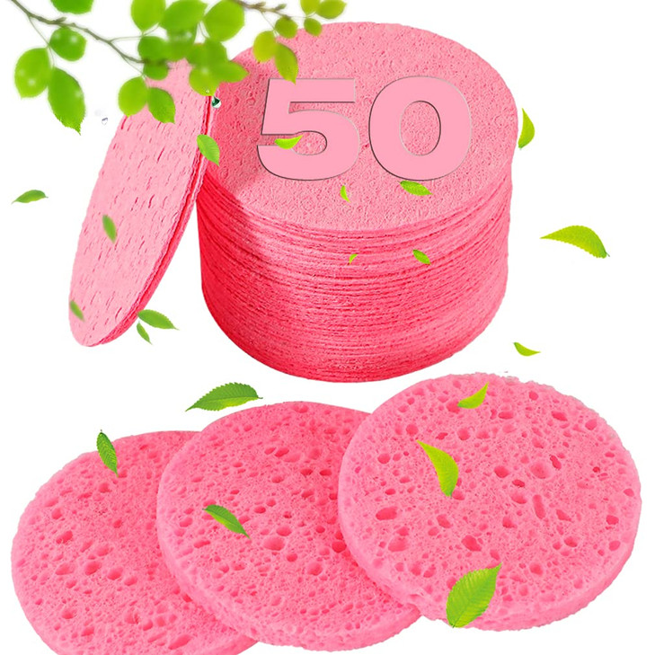 METUUTER 50 PCS Compressed Facial Sponges for Estheticians 100 Natural Cellulose Face Sponge Professional Cosmetic Spa S