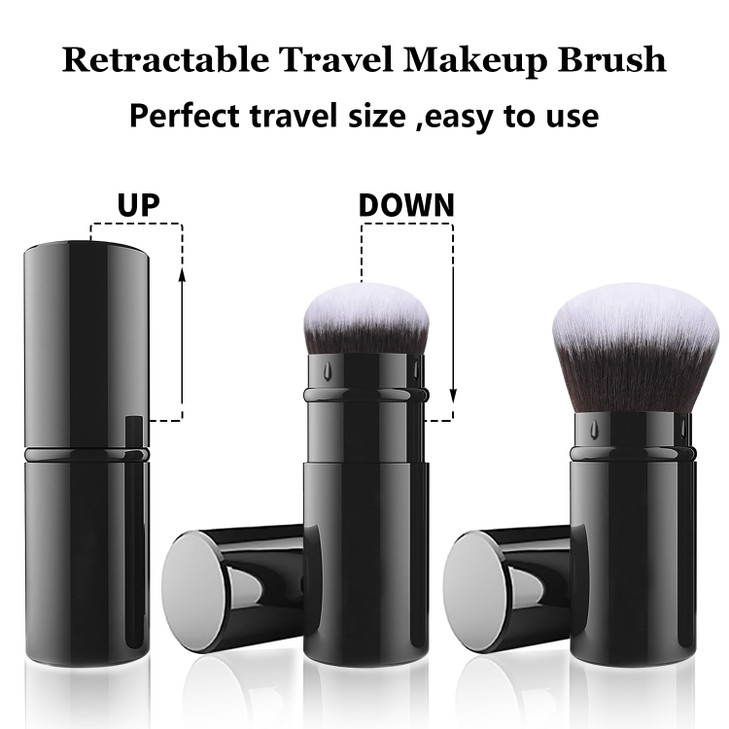 Falliny Retractable Airbrush Kabuki Brush Travel Powder Foundation Professional Blush Makeup Brushes With Aluminum Handl