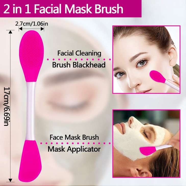 5PCS Silicone Scrubber Set Lip Scrub Brush Silicone Face Cleansing Brush Face Applicator Tool and 2PCS Exfoliating Brush