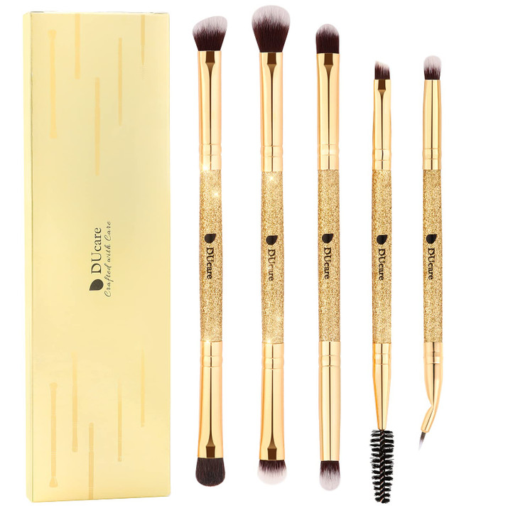 DUcare Eyeshadow Brushes Set Duo End Eye Makeup Brushes Eyeshadow Brush set 5Pcs Travel Concealer Eyebrow Eyelash Eye Li