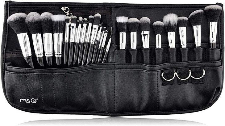 MSQ Makeup Brushes Set 29pcs Professional Cosmetics Brushes with Belt Waist Makeup Bag Foundation Powder Creams Liquids