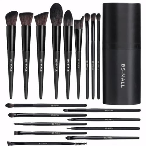 BSMALL Makeup Brush Set 18 Pcs Premium Synthetic Foundation Powder Concealers Eye shadows Blush Makeup Brushes with blac