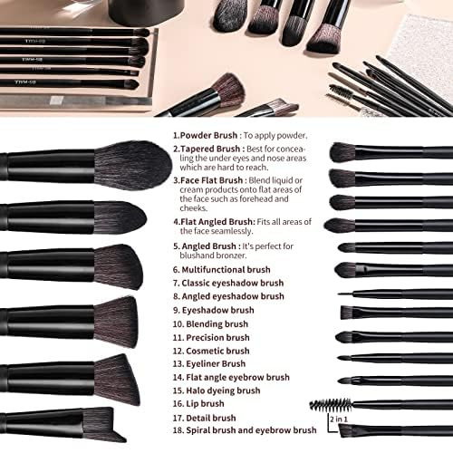 BSMALL Makeup Brush Set 18 Pcs Premium Synthetic Foundation Powder Concealers Eye shadows Blush Makeup Brushes with blac