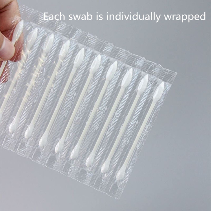 Cotton Swabs Q Tips 100 Count Natural Cotton Buds Individually Wrapped Double Tipped Cotton Tips for Ear Beauty Care Cle
