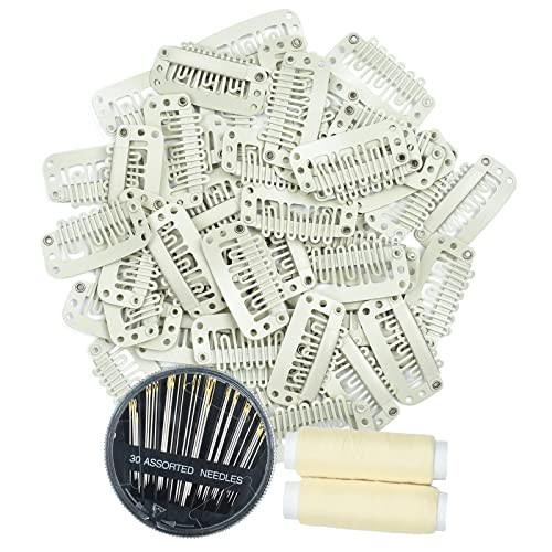 ROSEBUD 50Pcs Wig Clips 32mm Snap Clips For Hair Extension Tools U-Shape 6 Teeth Hair Extensions Clip Brown