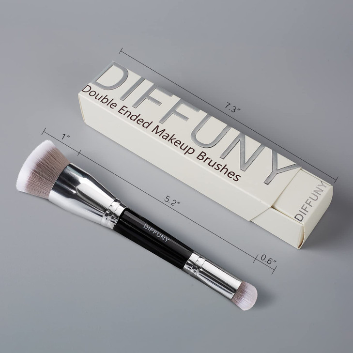 DIFFUNY Large Makeup Brushes Double Ended Foundation Brush Concealer Brush Flat Top Kabuki Foundation Brush for Liquid C
