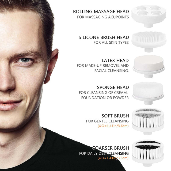 Facial Cleansing Brush Face Scrubber CLSEVXY Electric Face Spin Cleanser Brushes with 6 Brush Heads for Deep Cleansing G
