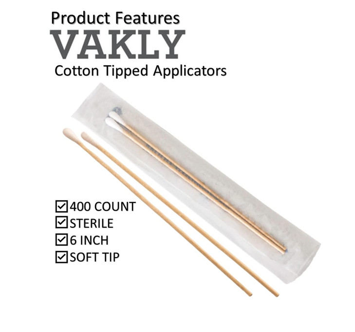400 Sterile Cotton Tipped Applicators 6 Long 6 inch Wooden Medical Cotton Tip Applicator Swabsticks with Shaft and Soft