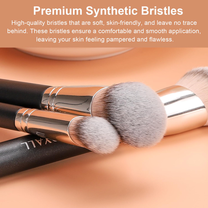 TEOYALL Foundation Contour Brush Set 2PCS Angled Synthetic Kabuki Brush for Blending Setting Concealing Buffing with Liq