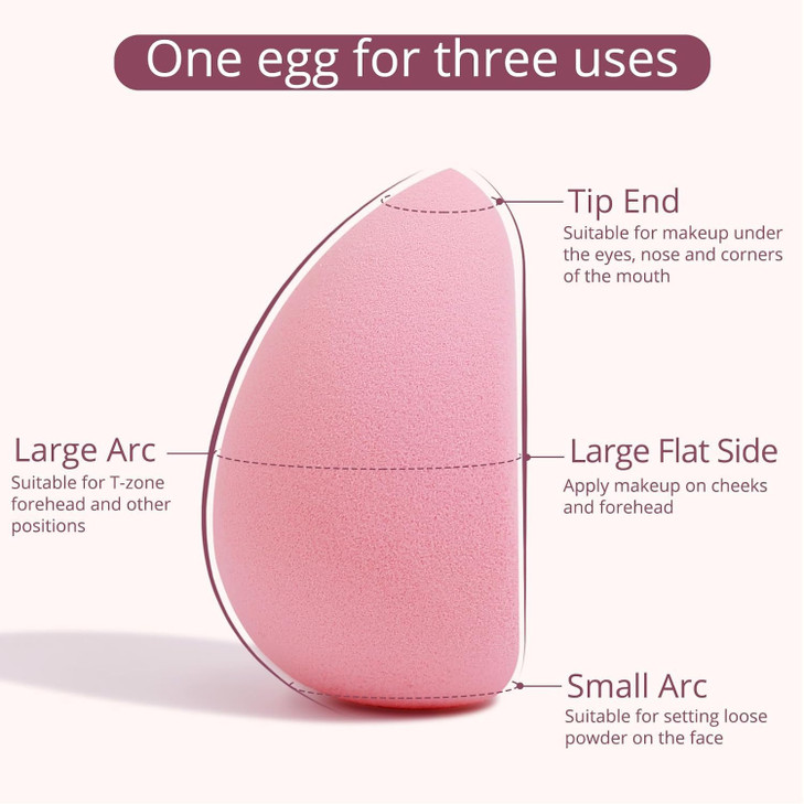 BEAKEY Flat Duo Patented Makeup Sponge Set of 2 Latex Free Pink Beauty Sponge for Foundation and Powder Application Soft