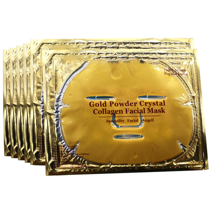 Permotary 6 PCS 24k Gold Crystal Gel Collagen Facial Masks Deep Moisturizing Facial Sheet for Women Skin Care Revitalize