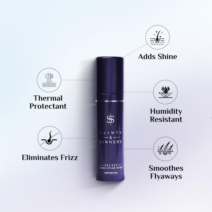 Saints Sinners Award Winning Velvet Divine Hair Styling Potion Thermal Protectant Shine Defrizzes Hair Moisturizing Anti
