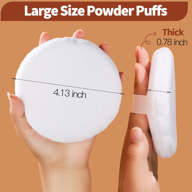 Teenitor 413 Inch Ultra Soft Washable Large Round Velour Powder Puff for Body Loose Powder 4 Pcs