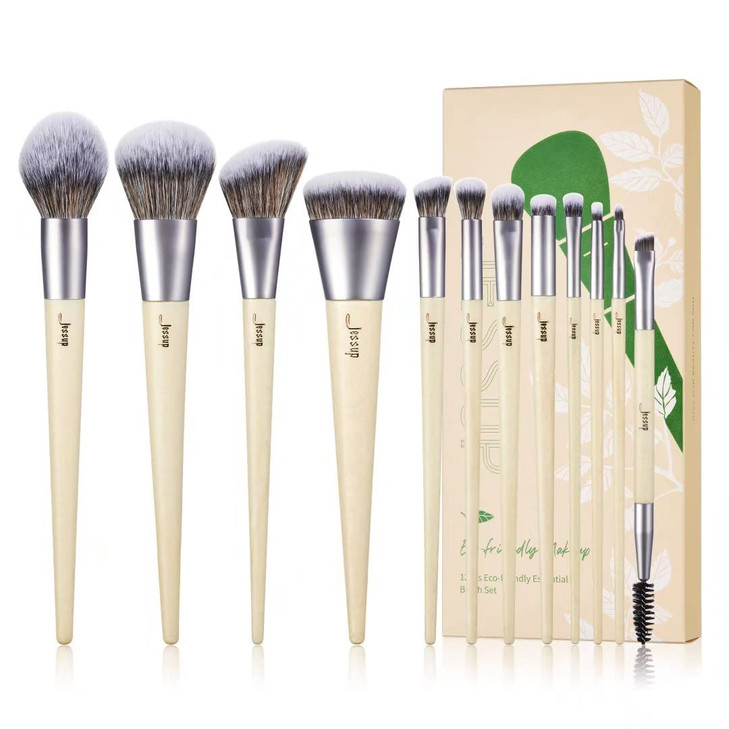 Jessup Vegan Makeup Brushes Set Premium Synthetic Powder Foundation Highlight Concealer Eyeshadow Blending Eyebrow Liner