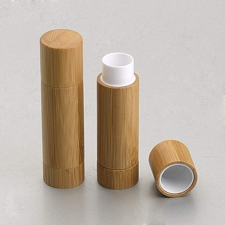 4 Pieces 55ml 55g Empty Bamboo Lipstick Tubes Refillable Lip Balm Lip Gloss Tube Holder Containers with Lids for DIY Mak