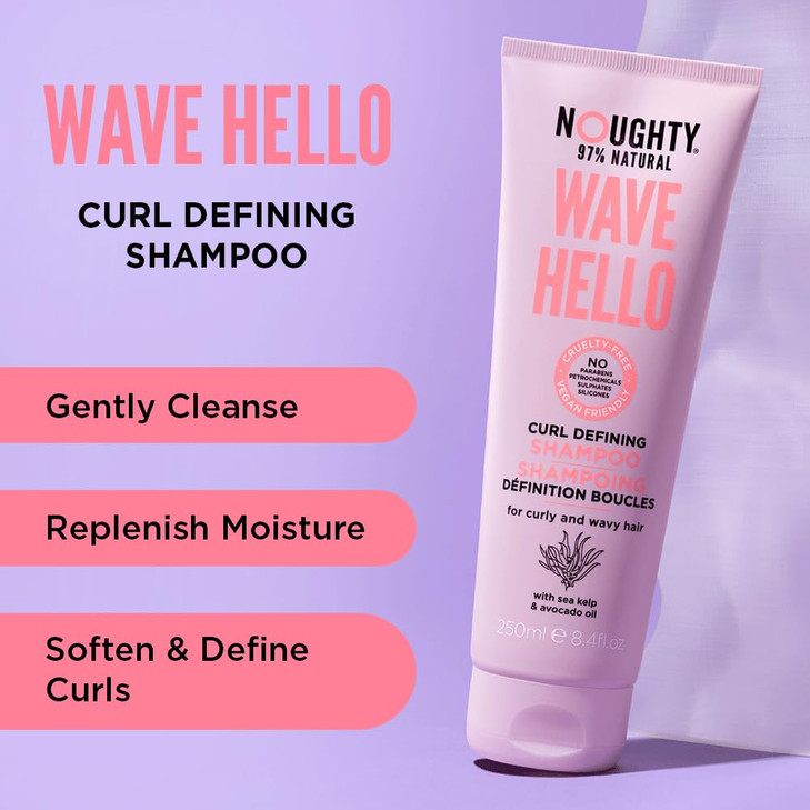 Noughty Wave Hello Curl Defining Shampoo 97 Natural VitaminRich Formula for Curly and Wavy Hair SulphateFree Vegan Hairc