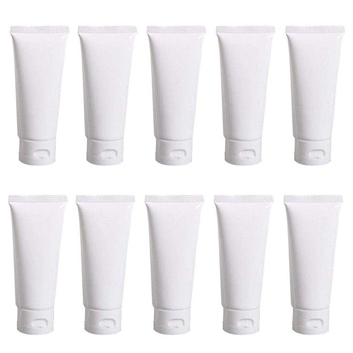 20PCS White Plastic Refill Cosmetic Soft Tubes Leakproof Makeup Travel Packing Vials Bottles with Flip Cover Sample Stor