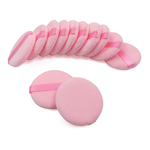 12 PCS Cotton Powder Puff Face Puff Makeup Puffs Pads Velour Body Puff for Loose Powder Foundation Pink