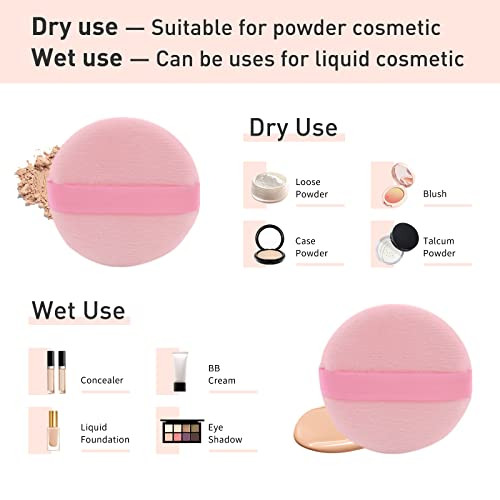 12 PCS Cotton Powder Puff Face Puff Makeup Puffs Pads Velour Body Puff for Loose Powder Foundation Pink