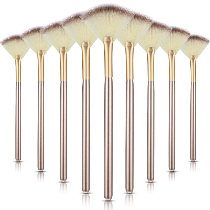 9 Pieces Facial Fan Mask Brushes Soft Facial Applicator Brushes Tools for Peel Glycolic Makeup for Mud CreamChampagne