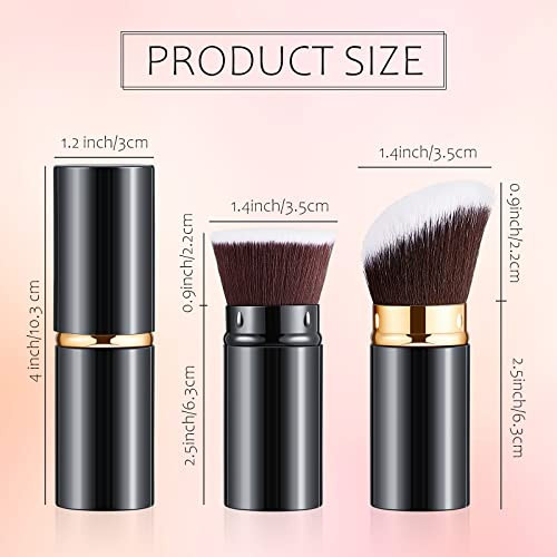 Tessco for you 2 Pcs Retractable Kabuki Makeup Brush Powder Foundation Makeup Brushes Portable Travel for Blush Bronzer