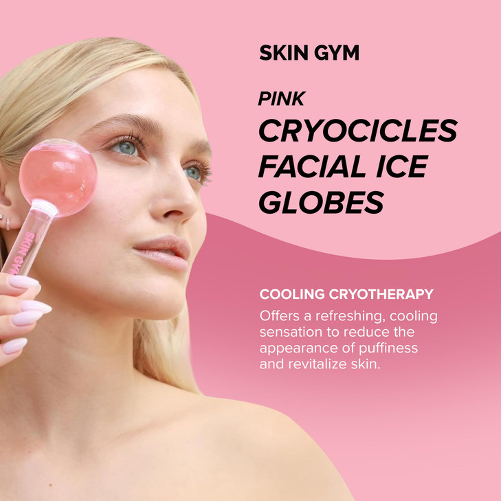 Skin Gym Ice Globe Beauty Balls Pink Liquid Cryocicles Cooling Face Roller for Smooth Skin Enhanced Glow