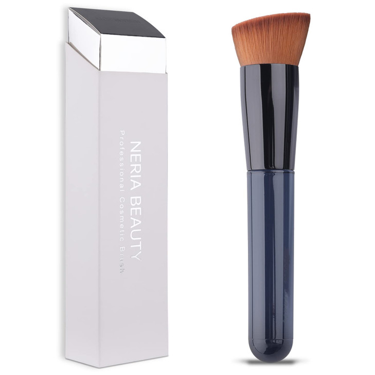 Foundation Brush Flat Top Kabuki Foundation Brush for Liquid Makeup Cream Powder Travel Size Face Foundation Blending Ma