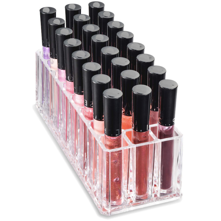 BY ALEGORY Acrylic Lip Gloss Organizer Makeup Storage Organization Refillablle Container Beauty Display Case 24 Space to