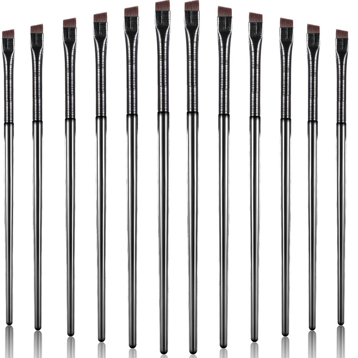 Maitys 12 Pieces Eyeliner Eyebrow Fine Angled Brush Slanted Eyeliner Makeup Tip Thin Slanted Flat Angle Artificial Brist