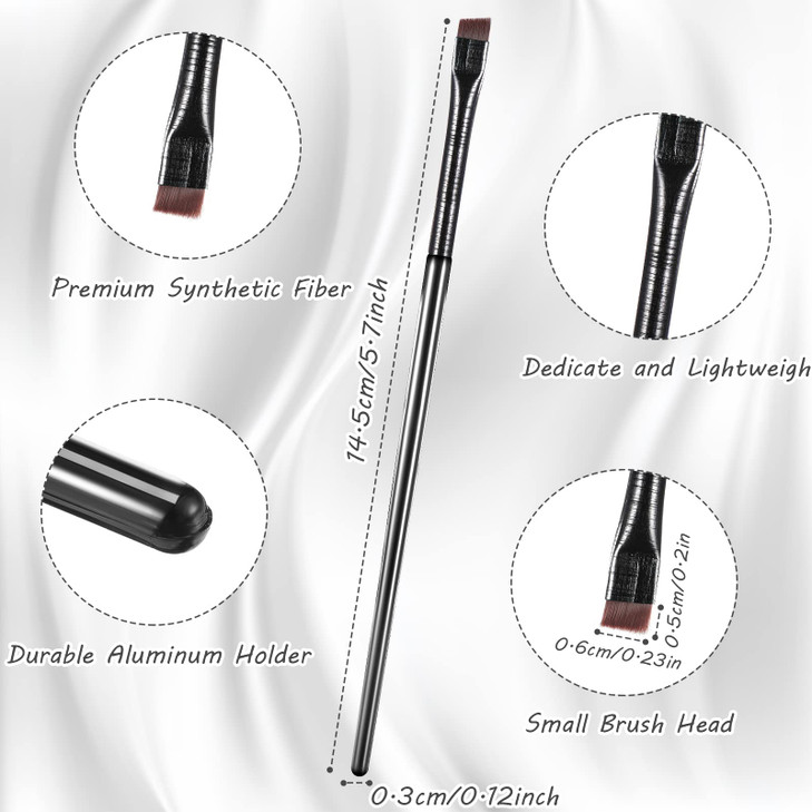 Maitys 12 Pieces Eyeliner Eyebrow Fine Angled Brush Slanted Eyeliner Makeup Tip Thin Slanted Flat Angle Artificial Brist