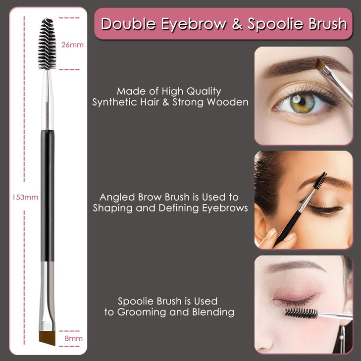 KINGMAS Eyebrow Brush Eyelash Separator Eyeliner Brush and Brow Comb Lash Spoolie Brush Steel Mascara Comb Grooming Brus