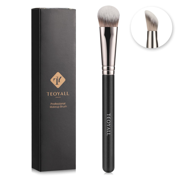 TEOYALL Angled Concealer Brush Synthetic Contour Brush for Blending Setting Buffing with Liquid Cream and Powder Cosmeti
