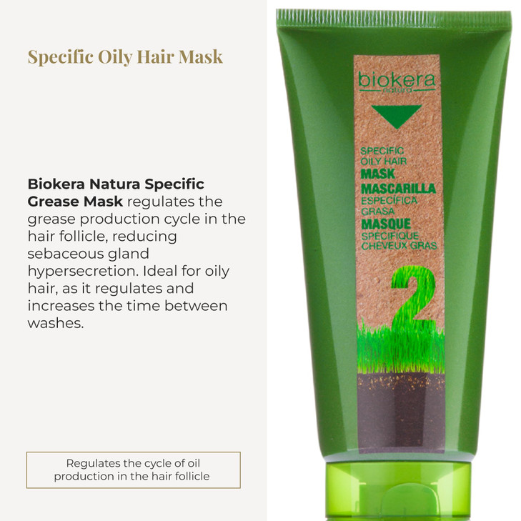 SALERM Hair Mask Biokera Natura Specific Oily Hair Mask 200 ml for Oily Hair With Brewers Yeast Lightweight Conditioning